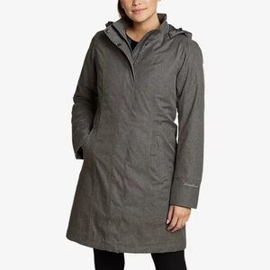 Eddie Bauer Women's Girl on the Go Insulated Waterproof Trench Coat - Gray MP